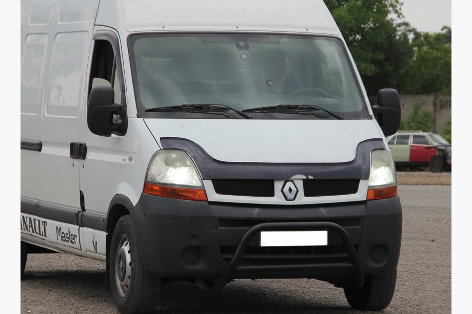 Opel Movano 2004-2010 гг. Передняя дуга WT003 Черная (нерж. сталь) Image
