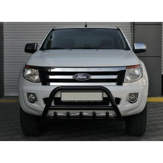 Передняя защита WT003 Черная (Нержавейка) Ford Ranger 2011–2022 гг. фото 1