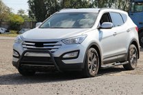 Hyundai Santa Fe 3 2012-2018 гг. Передняя дуга WT003 Черная (нерж. сталь) фото 5