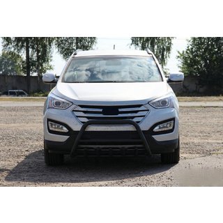 Передняя дуга WT003 Черная (нерж. сталь) Hyundai Santa Fe 3 2012-2018 гг. фото 3