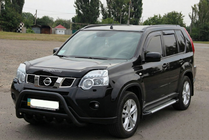 Nissan X-trail T31 2007-2014 гг. Передняя защита WT003 Черная (Нержавейка) фото 1