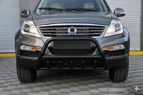 SsangYong Rexton I 2001-2017 гг. Кенгурятник WT003 Черный Нержавейка фото 1