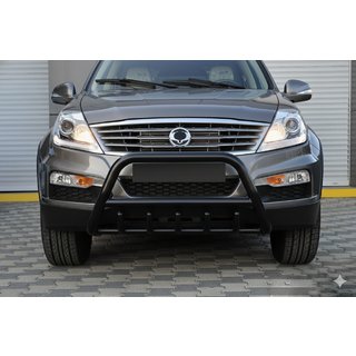 Кенгурятник WT003 Черный Нержавейка SsangYong Rexton I 2001-2017 гг. фото 1