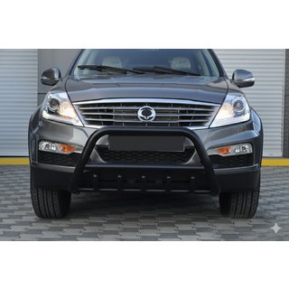 Кенгурятник WT003 Черный Нержавейка SsangYong Rexton I 2001-2017 гг. фото 4