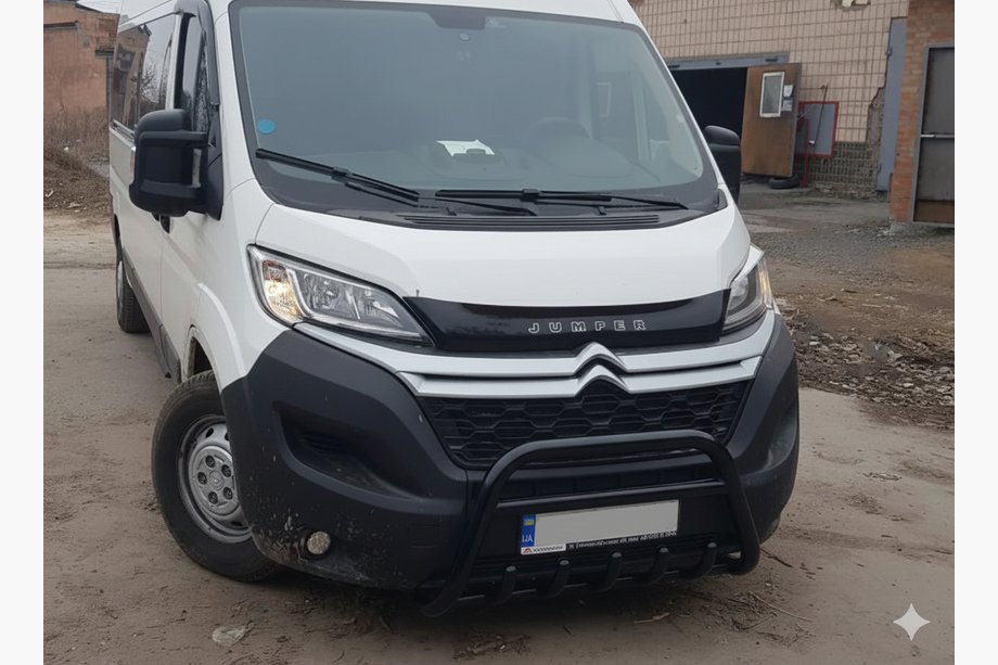 Fiat Ducato 2006-2025 гг. Передняя дуга WT003 Черная (нерж. сталь) Image