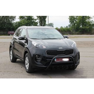 Кенгурятник WT003 Черный Нержавейка Kia Sportage 2015-2021 гг. фото 3