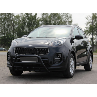 Кенгурятник WT003 Черный Нержавейка Kia Sportage 2015-2021 гг. фото 1