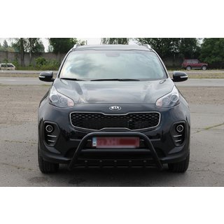 Кенгурятник WT003 Черный Нержавейка Kia Sportage 2015-2021 гг. фото 4