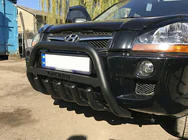 Hyundai Tucson JM 2004- гг. Кенгурятник WT004 Черный (Нержавейка) фото 1