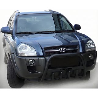 Кенгурятник WT004 Черный (Нержавейка) Hyundai Tucson JM 2004- гг. фото 3