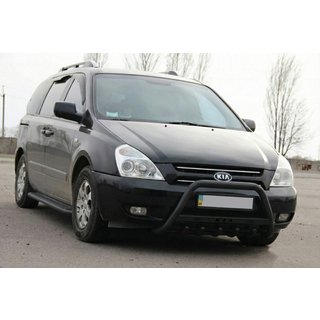 Кенгурятник WT004 Черный (Нержавейка) Kia Carnival 2002-2013 гг. фото 2