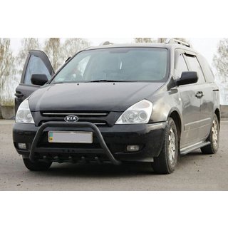 Кенгурятник WT004 Черный (Нержавейка) Kia Carnival 2002-2013 гг. фото 3