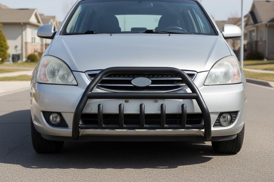 Kia Carens 1999-2012 гг. Кенгурятник WT003 Черный Нержавейка Image
