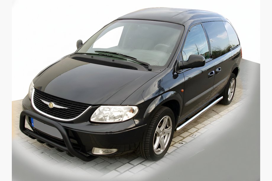 Chrysler Voyager 2001-2007 гг. Передняя дуга WT003 Черная (нерж. сталь) Image