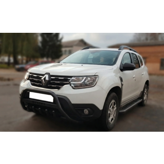Кенгурятник с надписью WT004 Черный (нержавейка) Renault Duster 2018-2024 гг. фото 1