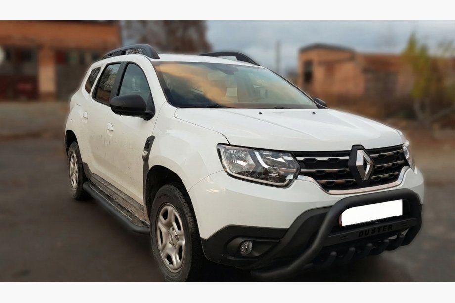 Renault Duster 2018-2024 гг. Кенгурятник с надписью WT004 Черный (нержавейка) Фото 4