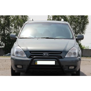 Кенгурятник WT003 Черный Нержавейка Kia Carnival 2002-2013 гг. фото 1