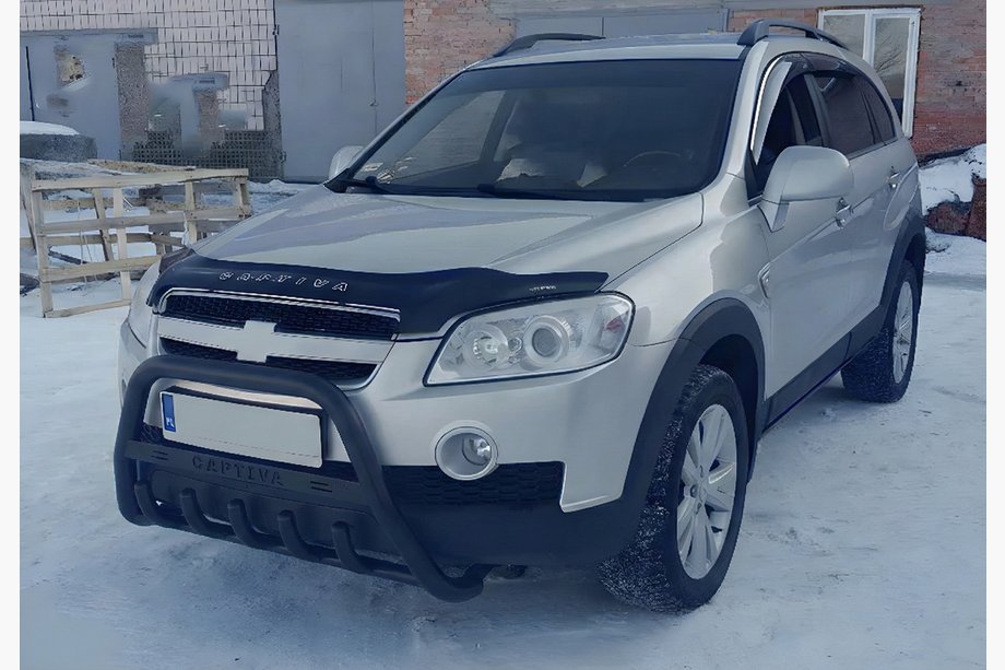 Chevrolet Captiva 2006-2019 гг. Кенгурятник WT004 Черный (Нержавейка) Image