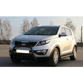 Кенгурятник WT004 Черный (Нержавейка) Kia Sportage 2010-2015 гг. фото 1