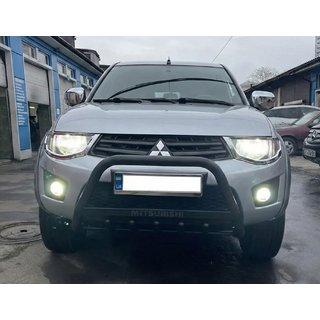 Кенгурятник WT004 Черный (Нержавейка) Mitsubishi L200 2006-2015 гг. фото 2