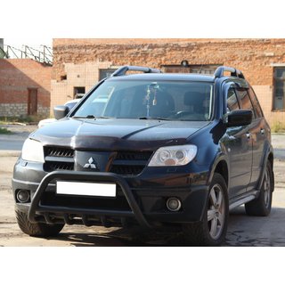 Кенгурятник WT003 Черный Нержавейка Mitsubishi Outlander 2001-2006 гг. фото 4