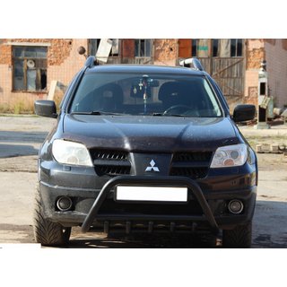 Кенгурятник WT003 Черный Нержавейка Mitsubishi Outlander 2001-2006 гг. фото 3