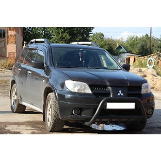 Кенгурятник WT003 Черный Нержавейка Mitsubishi Outlander 2001-2006 гг. фото 1
