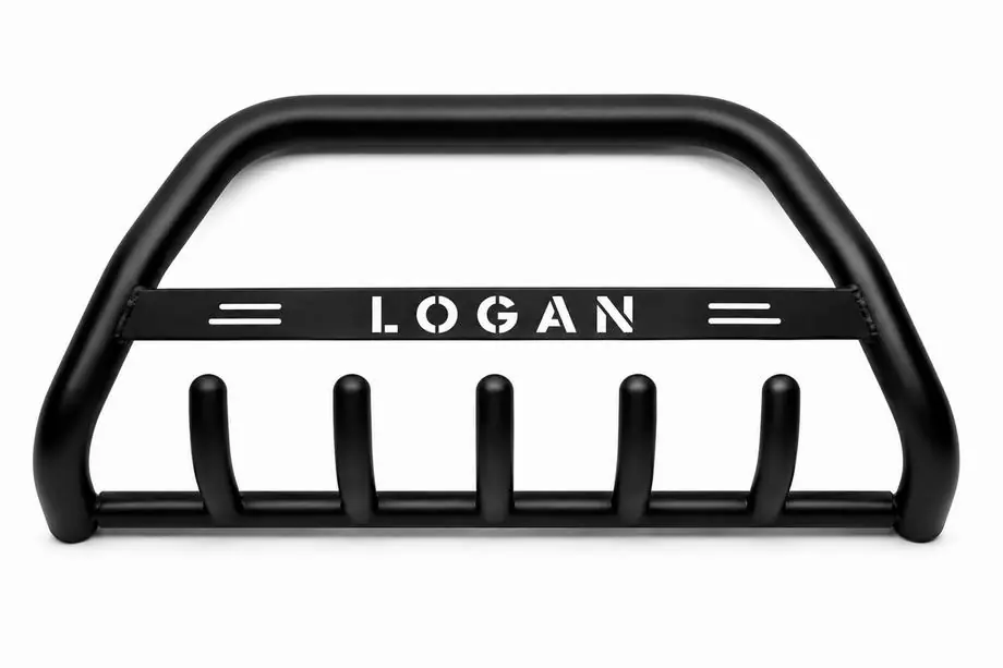 Renault Logan MCV 2013-2022 гг. Кенгурятник WT004 Черный (Нержавейка) Image