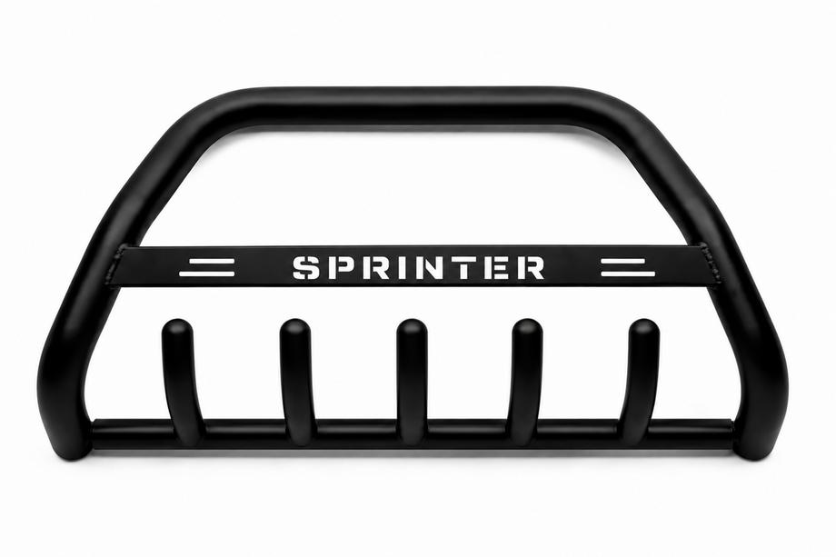 Mercedes Sprinter W907/W910 2018- гг. Кенгурятник WT004 Черный (Нержавейка) Image