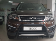 Chery Tiggo 5 2013- гг. Кенгурятник WT003 Черный Нержавейка фото 1