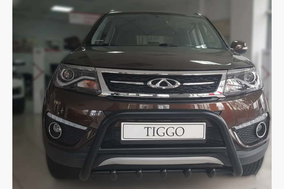 Chery Tiggo 5 2013- гг. Кенгурятник WT003 Черный Нержавейка Image