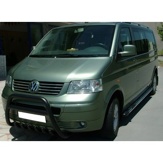 Кенгурятник WT003 Черный (Нержавеющая сталь) Volkswagen T5 Caravelle 2004-2010 гг. фото 3