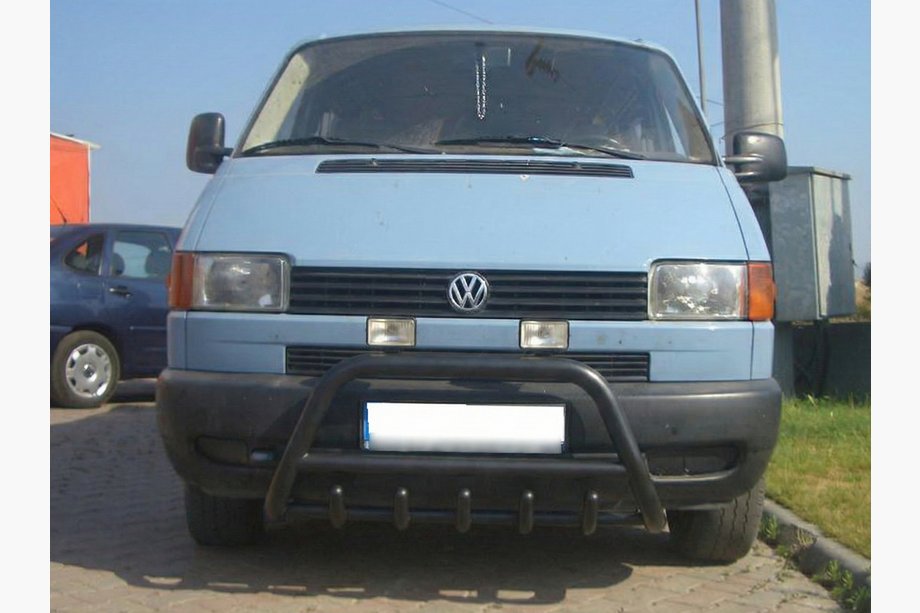 Volkswagen T4 Caravelle/Multivan 1990–2003 гг. Передний силовой бампер WT003 Черный Нержавейка Фото 1