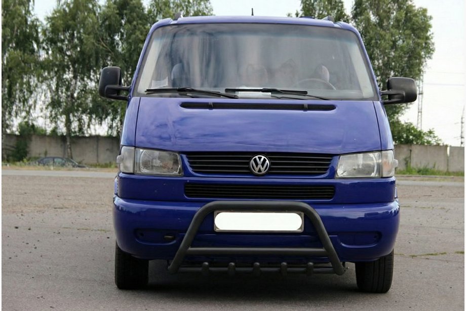 Volkswagen T4 Caravelle/Multivan 1990–2003 гг. Передний силовой бампер WT003 Черный Нержавейка Фото 5