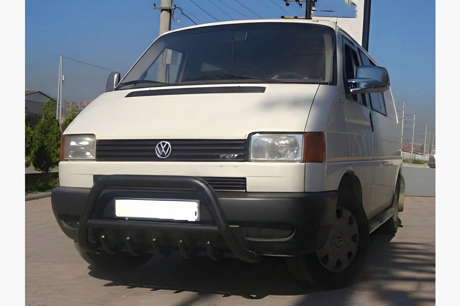 Volkswagen T4 Caravelle/Multivan 1990–2003 гг. Передний силовой бампер WT003 Черный Нержавейка Фото 2