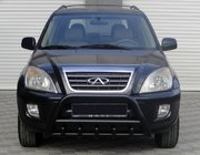 Chery Tiggo 1 2005-2016 гг. Передний силовой бампер WT003 Черный Нержавейка фото 1