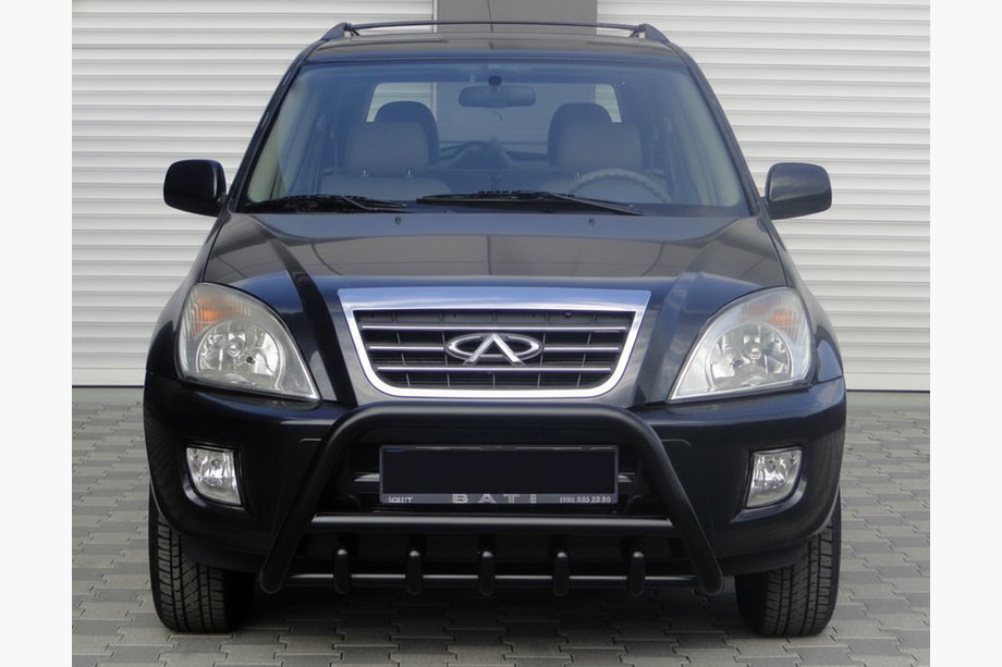Chery Tiggo 1 2005-2016 гг. Передний силовой бампер WT003 Черный Нержавейка Image