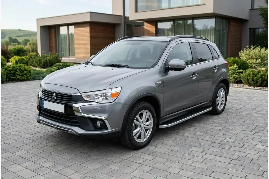 Mitsubishi ASX 2010-2023 гг. Боковые Подножки Tayga Grey (2 шт., Алюминий) Image