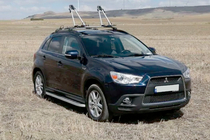 Mitsubishi Outlander 2006-2012 гг. Боковые Подножки Tayga Grey (2 шт., Алюминий) фото 6