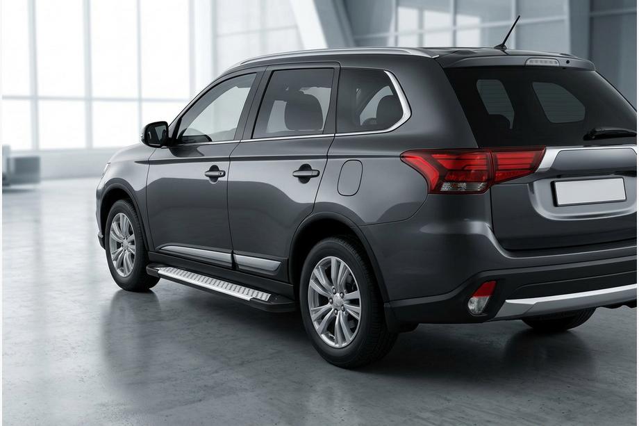 Mitsubishi Outlander 2012-2021 гг. Боковые Подножки Allmond Grey (2 шт., Алюминий) Image