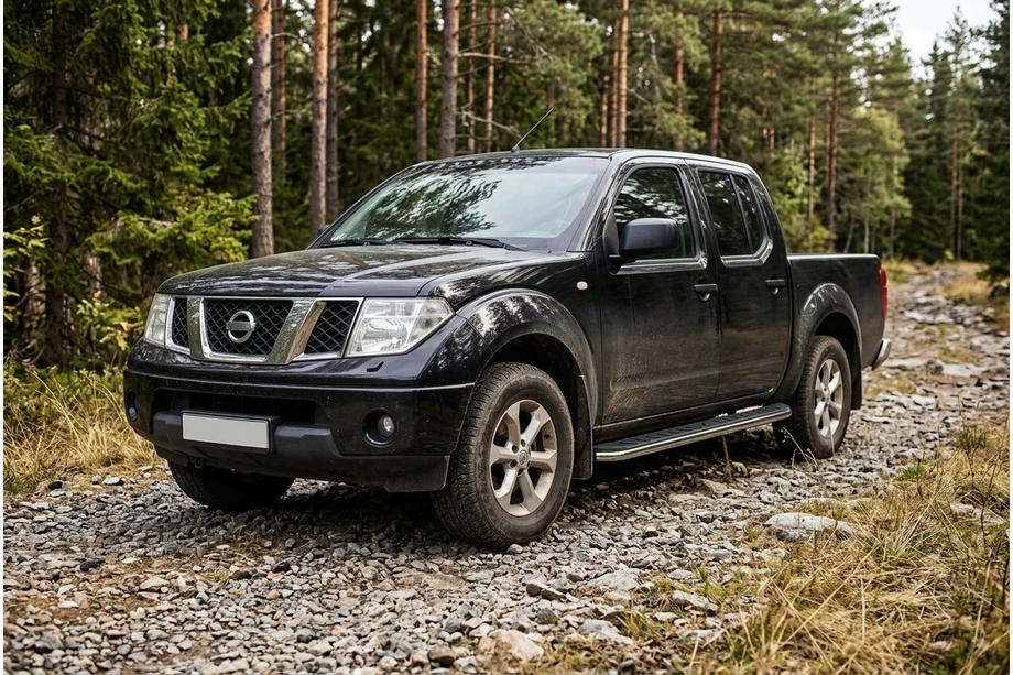 Nissan Navara 2006-2015 гг. Боковые Подножки Maydos V1 (2 шт., Алюминий и Нержавейка) Image