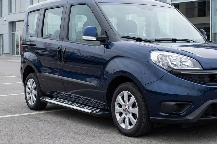 Opel Combo 2012-2018 гг. Боковые Подножки Sunrise (2 шт., Алюминий) Короткая База Image