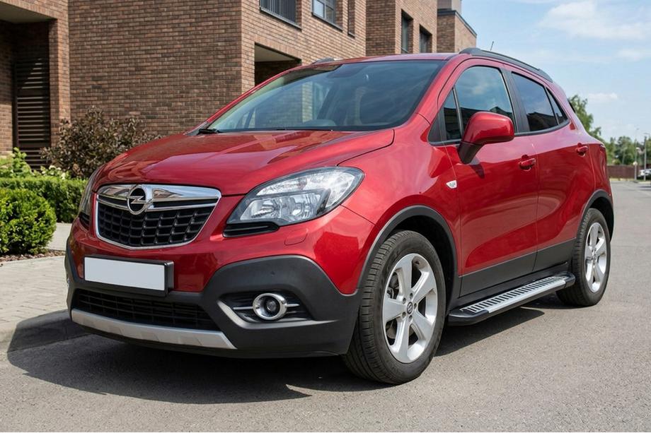 Opel Mokka 2012-2021 гг. Боковые Подножки Line (2 шт., Алюминий) Image
