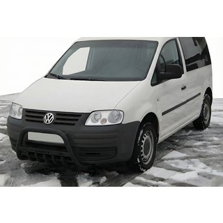 Кенгурятник WT004 Black (нерж) Volkswagen Caddy 2004-2010 гг. фото 1