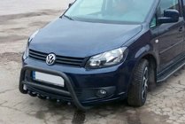 Volkswagen Caddy 2015-2020 гг. Кенгурятник WT003 Black (нерж) фото 2