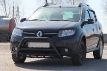 Renault Sandero 2013-2022 гг. Кенгурятник WT003 Black (нерж) фото 1