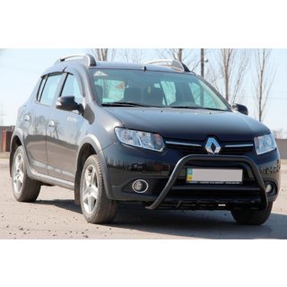 Кенгурятник WT003 Black (нерж) Renault Sandero 2013-2022 гг. фото 3