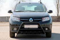 Dacia Sandero 2013-2020 гг. Кенгурятник WT003 Black (нерж) фото 2