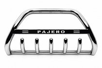 Mitsubishi Pajero Wagon IV 2006-2021 гг. Передний силовой бампер WT004 Нержавейка фото 1