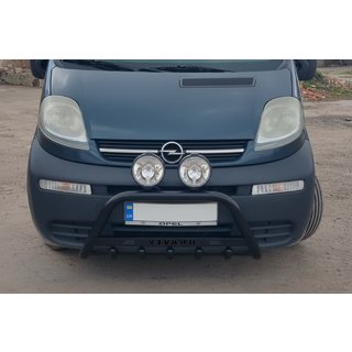 Кенгурятник WT004 Black (нерж.) Opel Vivaro 2001–2015 гг. фото 1